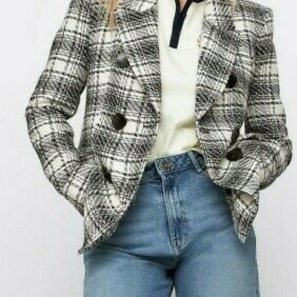 ZARA TEXTURED PLAID BLAZER - Picture 2 of 3